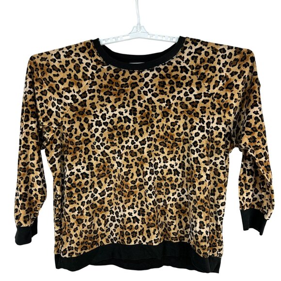 Leopard Print Plush Long Sleeve Sweatshirt Secret Treasures Womens Plus Size 3X - Picture 1 of 5